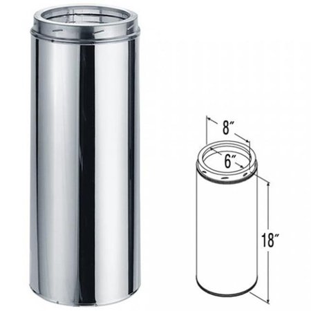 DURA-VENT Dura-Vent 9404 6" x 18" DuraTech Stainless Steel Chimney Pipe 6DT-18SS